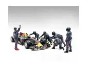 Formula One F1 Pit Crew 7 Figure Set Team Blue Release III for 1/18 Scale Models