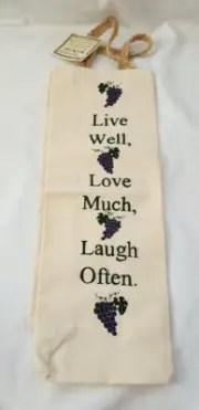 NEW "Live Well, Love Much, Laugh Often"-Wine/Vinegar/Oil Bottle Gift Tote Bag