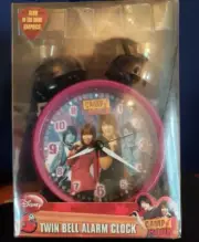 NEW Disney Camp Rock Twin Bell Alarm Clock Glass Glows in the Dark Battery Op