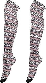 [Caihoyu] Thigh High Baseball Socks for Women Retro Style Long Stockings Tall Thigh High Socks for Daily Office Wear Christmas Pixel Pattern Deers Elks, Christmas Pixel Pattern Deers Elks