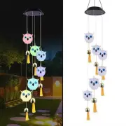 Cute Solar Owl Wind Chime Decorative Light，Animal Wind Chimes with Bells， A G...
