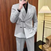 Retro Ethnic Style Mens Shawl Collar 2pcs Suits Blazers Pants Coats Formal Party
