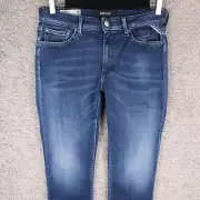 REPLAY WOMEN'S JEANS LUZIEN W30 L30 SKINNY HYPERFLEX BLUE DENIM HIGH WAIST