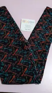 LuLaRoe OS Leggings Skeleton Key Design On Black Multicolored NWT