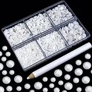 Briskbloom 4500PCS Resin Flatback Rhinestone, 2mm 3mm 4mm 5mm 6mm Solid White Flatback Rhinestones for Tumblers, Nails Art, Mugs, Bottles, Craft Decoration, Loose Bling Glitter Gem Stone