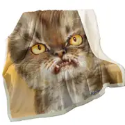 Cool Cat Art Angry Furious Kitten Throw Blanket