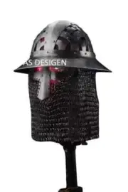 Medieval Visor Bascinet Chainmail Helmet SCA Full Combat Battle Ready Helmet