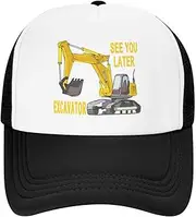 [BAOZOON] Embroidered Excavator Baseball Cap Adjustable Mesh Snapback Cap See You Later Excavator Hat for Boys Girls Age 3-8