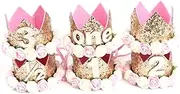 [OFFSCH] Baby Birthday Crown Headband 3D Floral Headband Elastic Headband for Girls Photo Booth Accessory Felt Fabric En Size