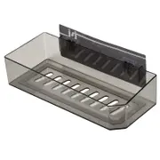 Wall Mount Bathroom Shelf Multifunctional Punch Free Convenient Storage Shower Shelf Organizer for Home Transparent Black