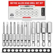 Metric Allen Wrench Drill Bit Set - Premium 12Pc Complete SAE Set W/Storage Case
