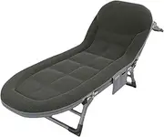 Portable Folding Camping Cot w/Mattress and Pillow Metal Integrated Elastic Guest Bed 5-Position Adjustable Cots for Sleeping 200kg Max Load Lounge Chair
