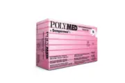 Polymed Latex Gloves - MEDIUM 100/Bx. Powder-Free, Micro-rough Textured surface