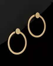 14K Italian Gold Circle 3-In-1 Front-Back Earrings