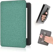 T Tersely Leather Case Cover with Hand Strap Belt for All-New Kindle 11th Generation 2024/2022 Release, 6 inch, Smart Slimshell with Auto Sleep/Wake - Green