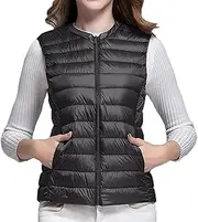 [Generic] Womens Winter Sleeveless Threadbare Jacket One Morality Warm Crew Neck Thin Down Vest Inside Vest Plus Sized