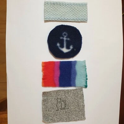Minature Dolls House 4 rugs -1xcircle &1x rainbow fleece, 1xgrey, 1xblue Rugs