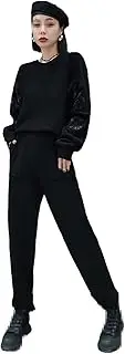 [UIOKLMJH] Two Piece Set Embroidered Knit Women Suit Autumn Tracksuit 2 Piece Set Loose Long Sleeve Sweater Knit Pants Suit