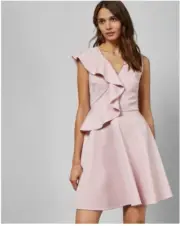 Ted Baker LANTAA Blush Pink Ruffle Skater Dress Ted Size 1= US 2 NWT $259