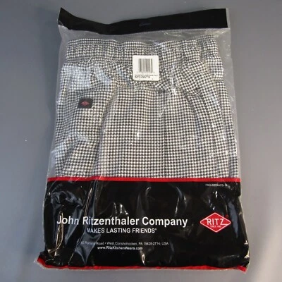 Ritz Houndstooth Check Baggy Chef Pants Size 4XL NEW Kitchen Wears Black & White