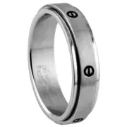 Men Women 5MM Stainless Steel Screw Designed Spinner Wedding Band Ring