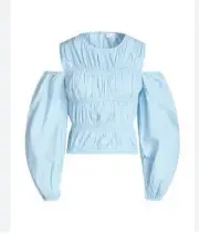 NWT Top Shop Cold Shoulder Shirt Sz 2 Light Blue