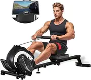 Magnetic Rowing Machine for Home | Adjustable 8-Speed Booster | Burn Fat & Sculpt Muscles | Supports Up to 265 LBS | Phone/Tablet-Ready Design