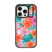 iPhone 16 Pro Impact Ring Stand Case MagSafe Compatible Painted Flowers by EttaVee