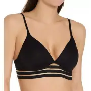 Vince Camuto Coast Line Mesh Banded Bikini Top Size XS Black New V70671