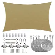 COLOURTREE 10 ft. x 13 ft. 190 GSM Sand Beige Rectangle Sun Shade Sail with Kit