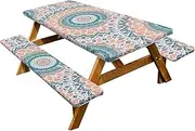 Picnic Table And Bench Covers | Camping Table,6FT Fitted Tablecloth Waterproof with Elastic Edges for Tables and Seats 72x30 Inch