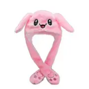 Pikachu Hat Rabbit Ear Moving Jumping Hat Funny Bunny Plush Hat Cap-p Pink rabbit