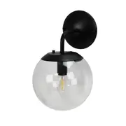 Newton Clear Glass Black Wall Light