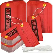 Out of Service Tags, Red Tags, Maintenance Required Label with Cotton String, 8 Inch Tag(200 Pack)