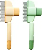 One-Click Hair Removal Cat Comb, 2PCS Cat Grooming Brush, Pet Hair Removal Comb FleaComb, GroomingComb With Hair Removal Button, Dog Flea FurminatorFor Grooming Pet Hair Remover