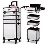 Byootique 4in1 Rolling Makeup Train Case Cosmetic Organizer Pure ForgetMeNot