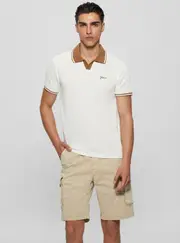 GUESS White Weston Knit Polo T-Shirt Size: Large, Spandex