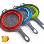 Kitchen Collapsible Silicone Colander Vegetable Strainer Basket with Handle WH