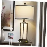 27" Tall Vintage Table Lamp with USB C+A & Outlet,Bronze Industrial Bronze-1P