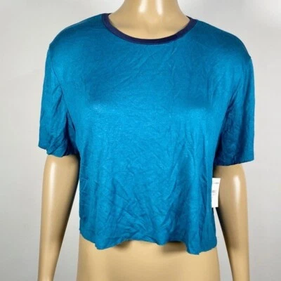 PST Project Social T Women’s NWT Size Large Cropped Ringer Tee in Dark Teal