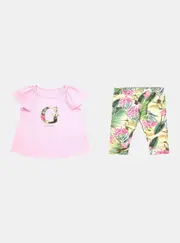 GUESS Girl's Pink Tulip Print T-Shirt and Leggings Set Size: 3, Spandex