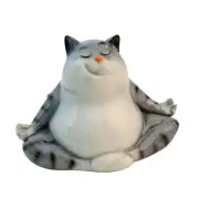 Yoga Cat Figurine Meditating Blue/Grey approx 8.5cm High