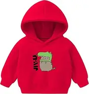 [Generic] Kids Sweat Shirts Boys Hoodie Infant Boys Toddler Girls Tops Pullover Baby Cartoon Dinosaur Sweatshirt Girls Tops Girls Zipped Hoodies Red