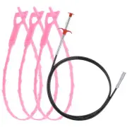 Drain Clog Remover Tool 2m Clog Remover 3pcs Plastic Clog Remover Pink