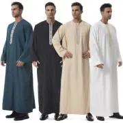 Abaya Men Kaftan Long Robes Dishdash Daffah Muslim Dubai Caftan Jubba Thobe Arab