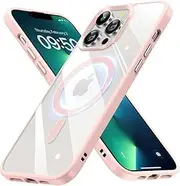 Phone Case Compatible with Magnetic Wireless Charging Devices Scratch Resistant Back Grippy Protective Frame Clear Shockproof Cover (Pink, iPhone 11)