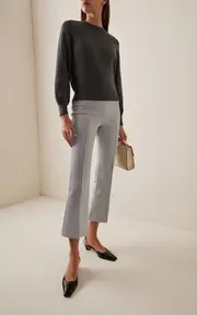[High Sport] Exclusive Kick Metallic Cotton Knit Cropped Flared Pants