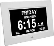 BROLEO Digital Clock, 7in Large Display, 12 Custom Alarms, Dimmable Digital Calendar Clock with Day & Date for Elderly, Seniors or Impaired Vision People