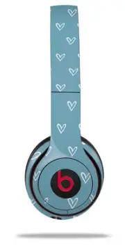 Skin Wrap for Beats Solo Wireless 2 3 4 Hearts Blue On White SKIN ONLY
