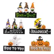 Halloween Gnomes Ornaments Wooden Gnomes Decor Trick or Treat Sculpture for Home